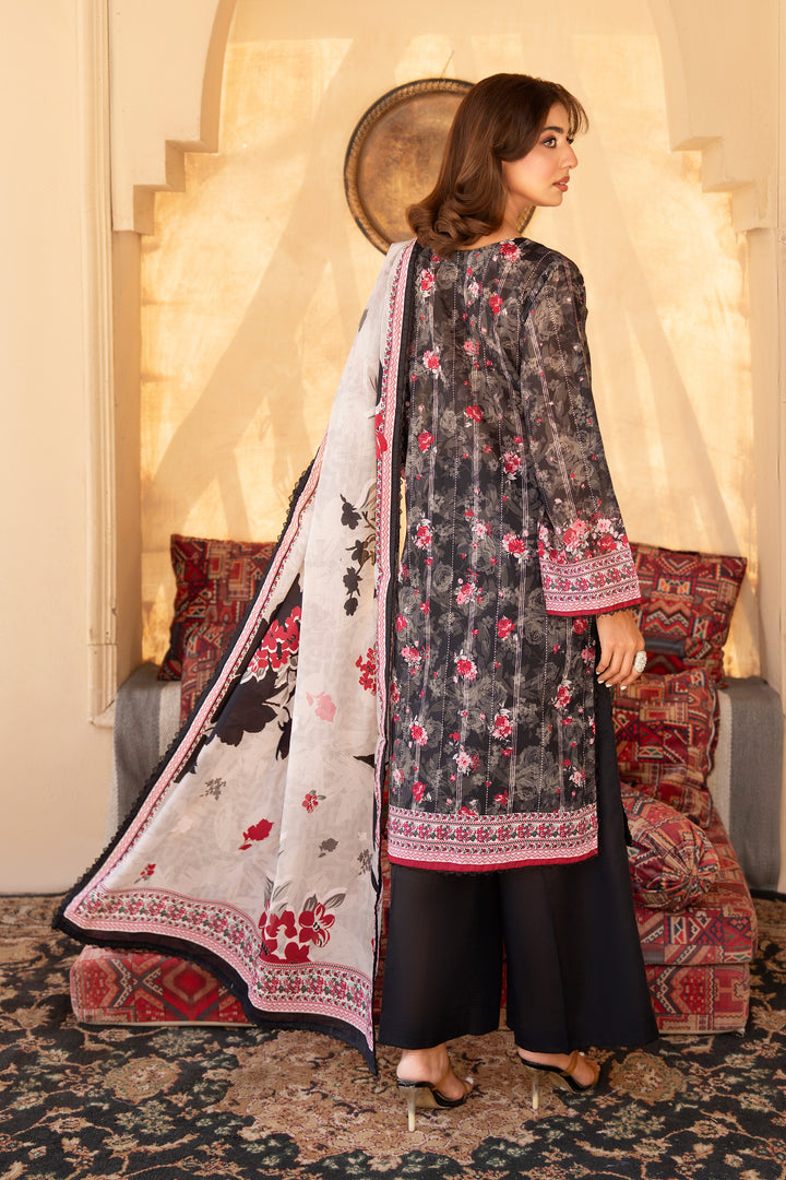 3 Pcs Unstitched Black Lawn - SU25V19-S8 - JACQUARD CLOTHING