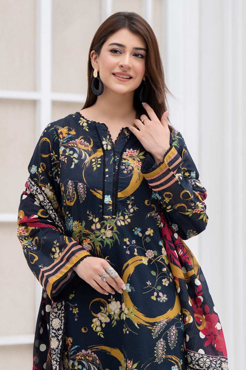 3 Pcs Unstitched Black Lawn - SU25V28-S8 - JACQUARD CLOTHING