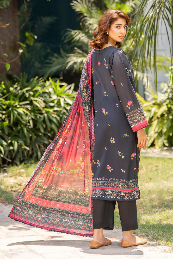 3 Pcs Unstitched Black Lawn - SU25V16-S7 - JACQUARD CLOTHING
