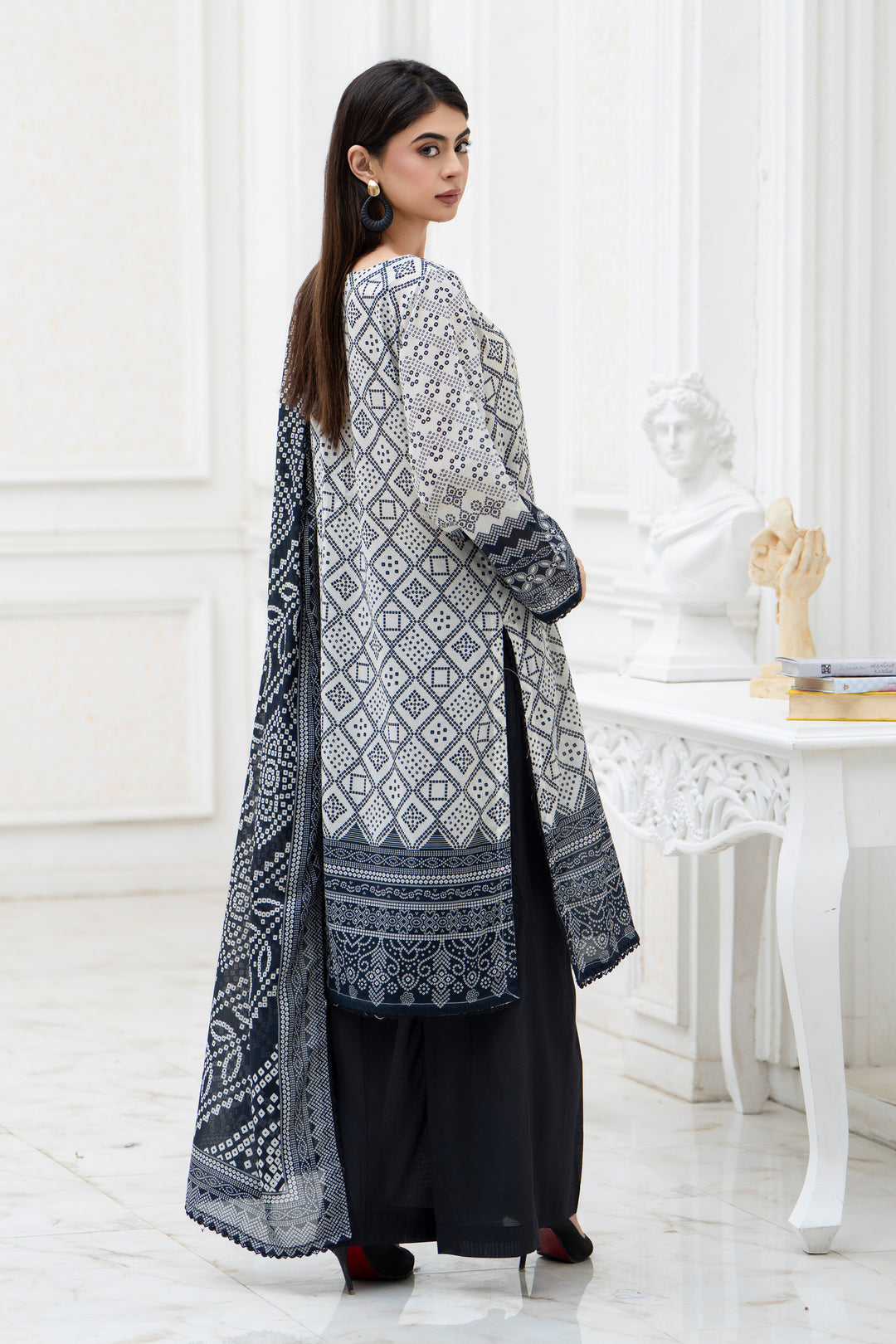 3 Pcs Unstitched Black Lawn - SU25V28-S7 - JACQUARD CLOTHING