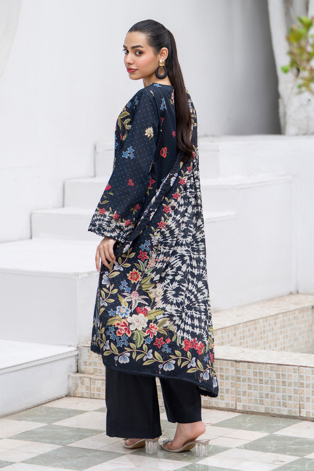 3 Pcs Unstitched Black Lawn - SU25V29-S9 - JACQUARD CLOTHING