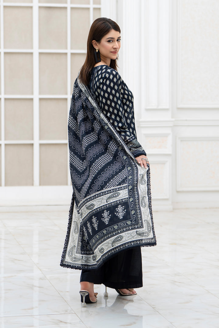 3 Pcs Unstitched Black Lawn - SU25V30-S5 - JACQUARD CLOTHING