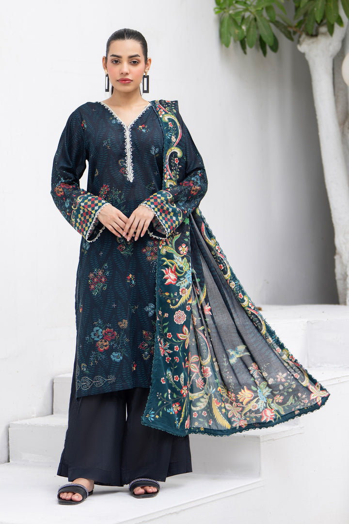 3 Pcs Unstitched Black Premium Lawn - SU25V31-S3 - JACQUARD CLOTHING