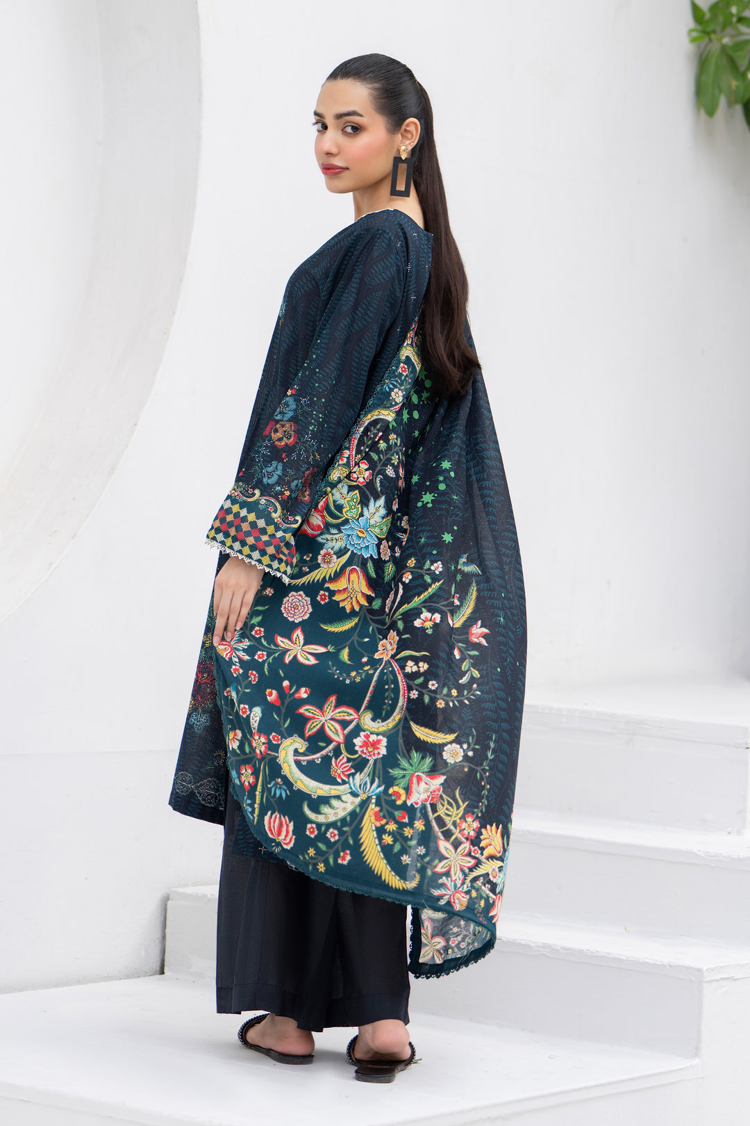 3 Pcs Unstitched Black Premium Lawn - SU25V31-S3 - JACQUARD CLOTHING