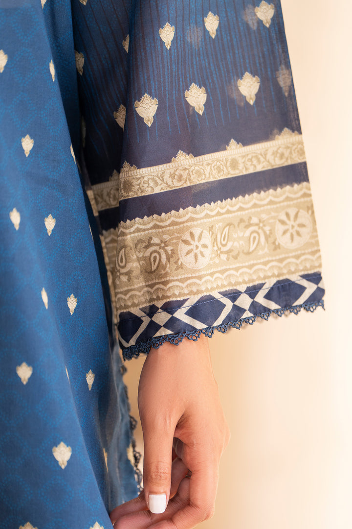 3 Pcs Unstitched Blue Lawn - SU25V19-S2 - JACQUARD CLOTHING