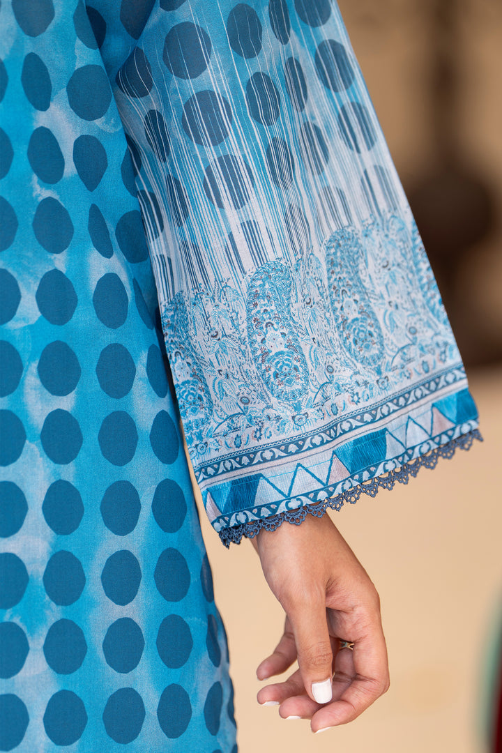 3 Pcs Unstitched Blue Lawn - SU25V20-S8 - JACQUARD CLOTHING