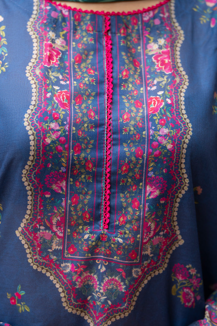 3 Pcs Unstitched Blue Lawn - SU25V25-S8 - JACQUARD CLOTHING