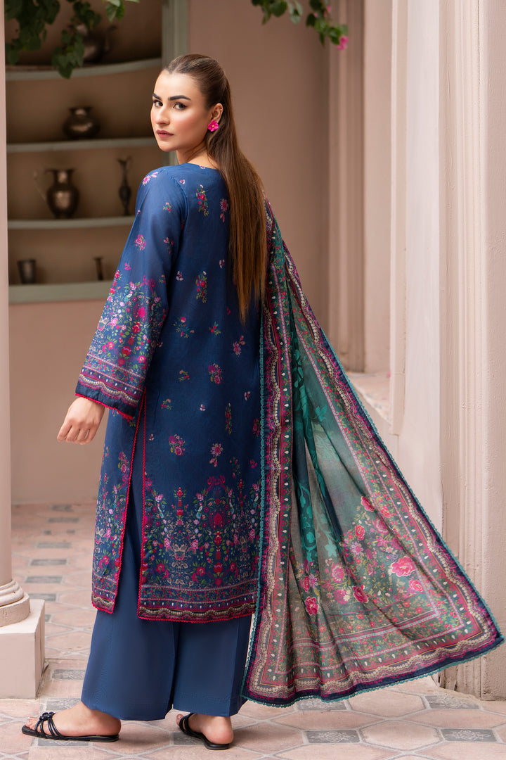 3 Pcs Unstitched Blue Lawn - SU25V25-S8 - JACQUARD CLOTHING