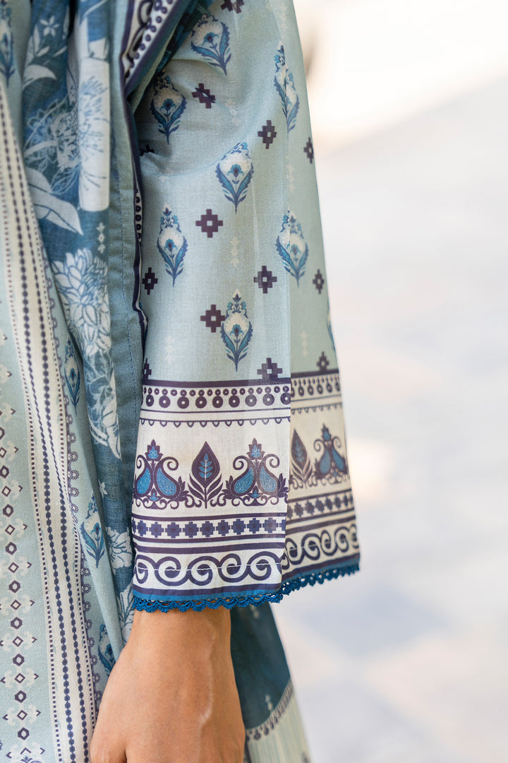 3 Pcs Unstitched Blue Lawn - SU25V17-S7 - JACQUARD CLOTHING
