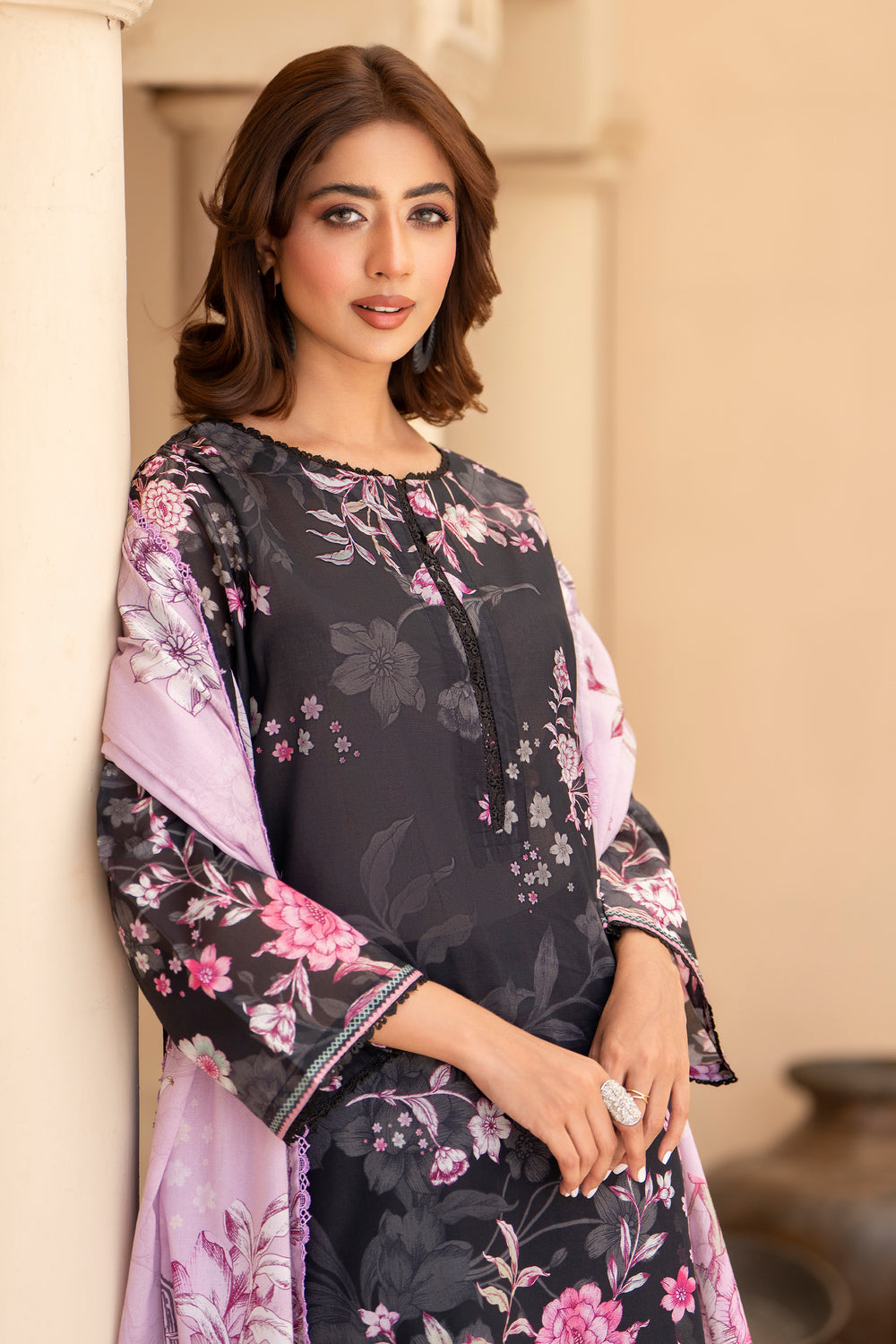 3 Pcs Unstitched Chic Black Lawn - SU25V20-S4 - JACQUARD CLOTHING