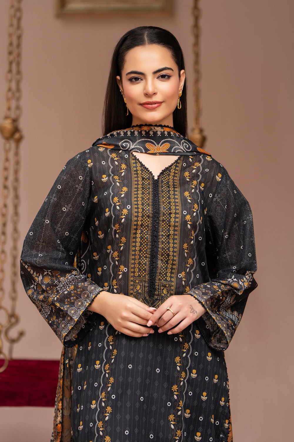 3 Pcs Unstitched Gray Lawn - SU25V21-S8 - JAQUARD CLOTHING