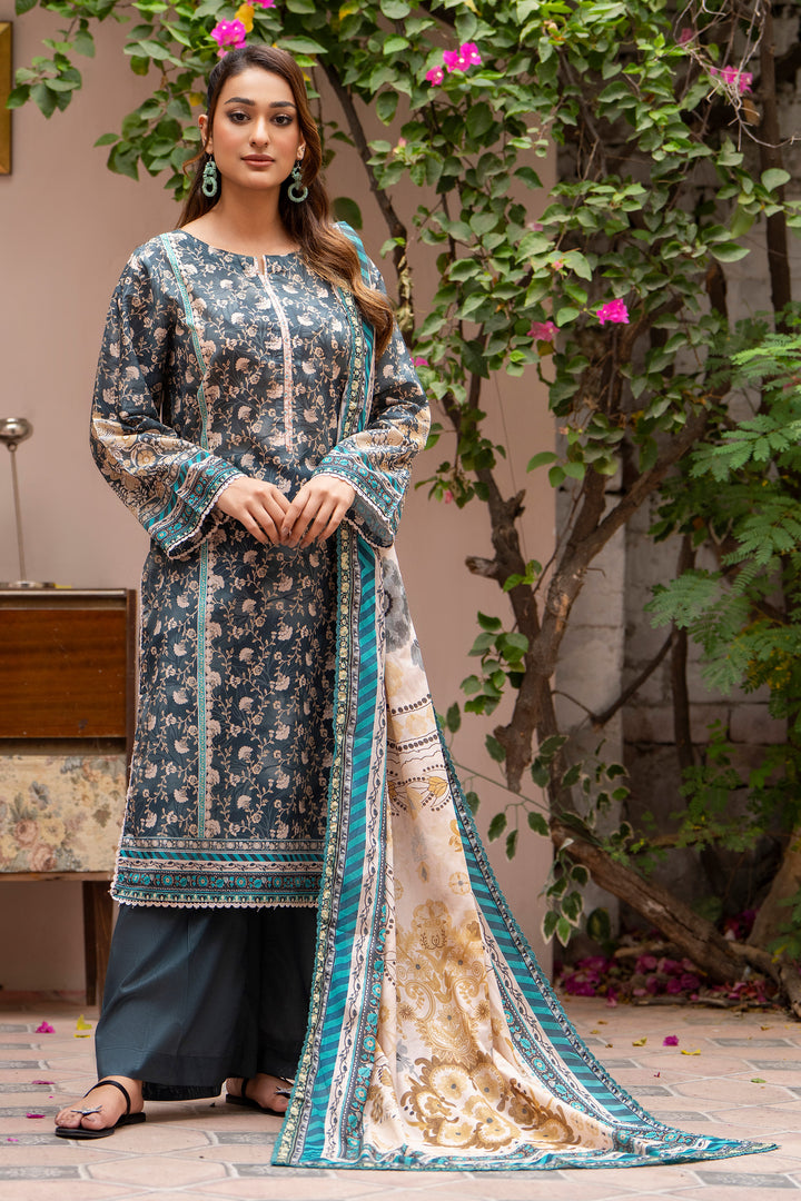 3 Pcs Unstitched Gray Lawn - SU25V24-S10 - JACQUARD CLOTHING