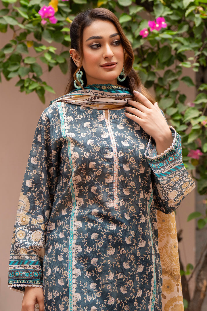 3 Pcs Unstitched Gray Lawn - SU25V24-S10 - JACQUARD CLOTHING