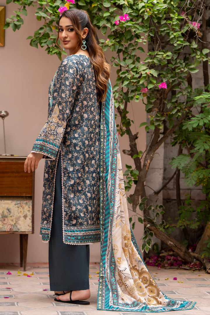 3 Pcs Unstitched Gray Lawn - SU25V24-S10 - JACQUARD CLOTHING