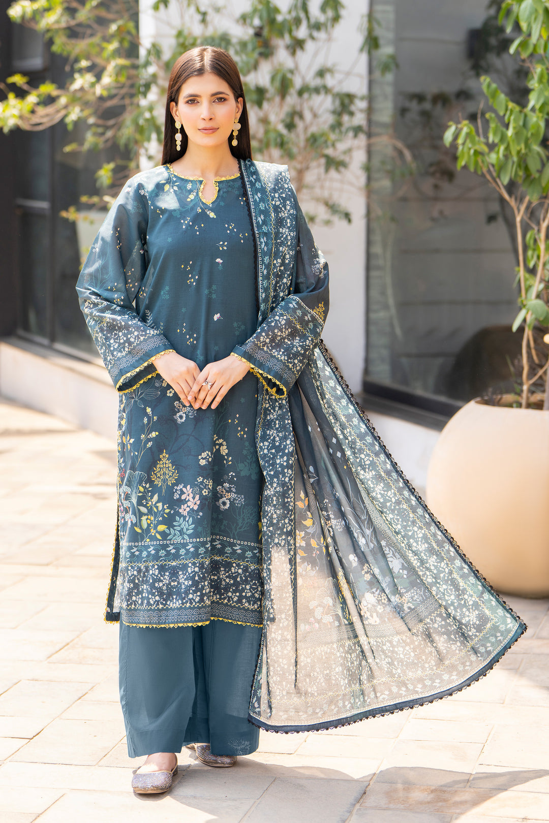 3 Pcs Unstitched Gray Lawn - SU25V16-S9 - JACQUARD CLOTHING