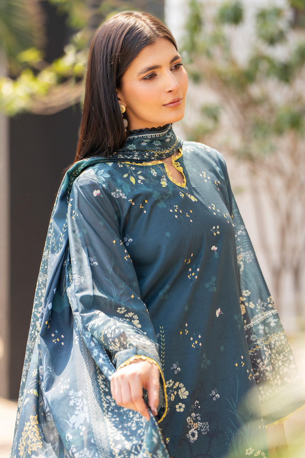 3 Pcs Unstitched Gray Lawn - SU25V16-S9 - JACQUARD CLOTHING