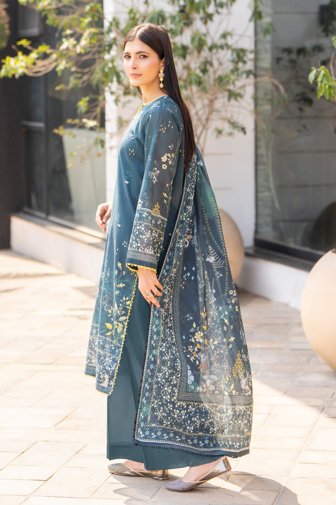 3 Pcs Unstitched Gray Lawn - SU25V16-S9 - JACQUARD CLOTHING