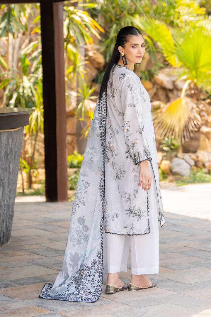 3 Pcs Unstitched Gray Lawn - SU25V18-S7 - JACQUARD CLOTHING