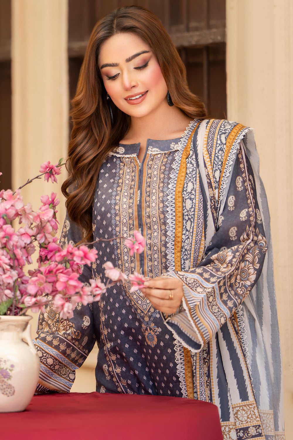 3 Pcs Unstitched Gray Lawn - SU25V20-S3 - JACQUARD CLOTHING