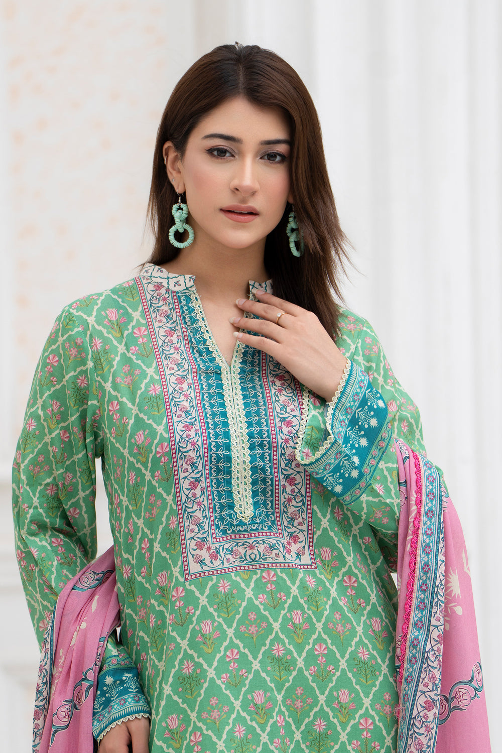 3 Pcs Unstitched Green Lawn - SU25V27-S5 - JACQUARD CLOTHING