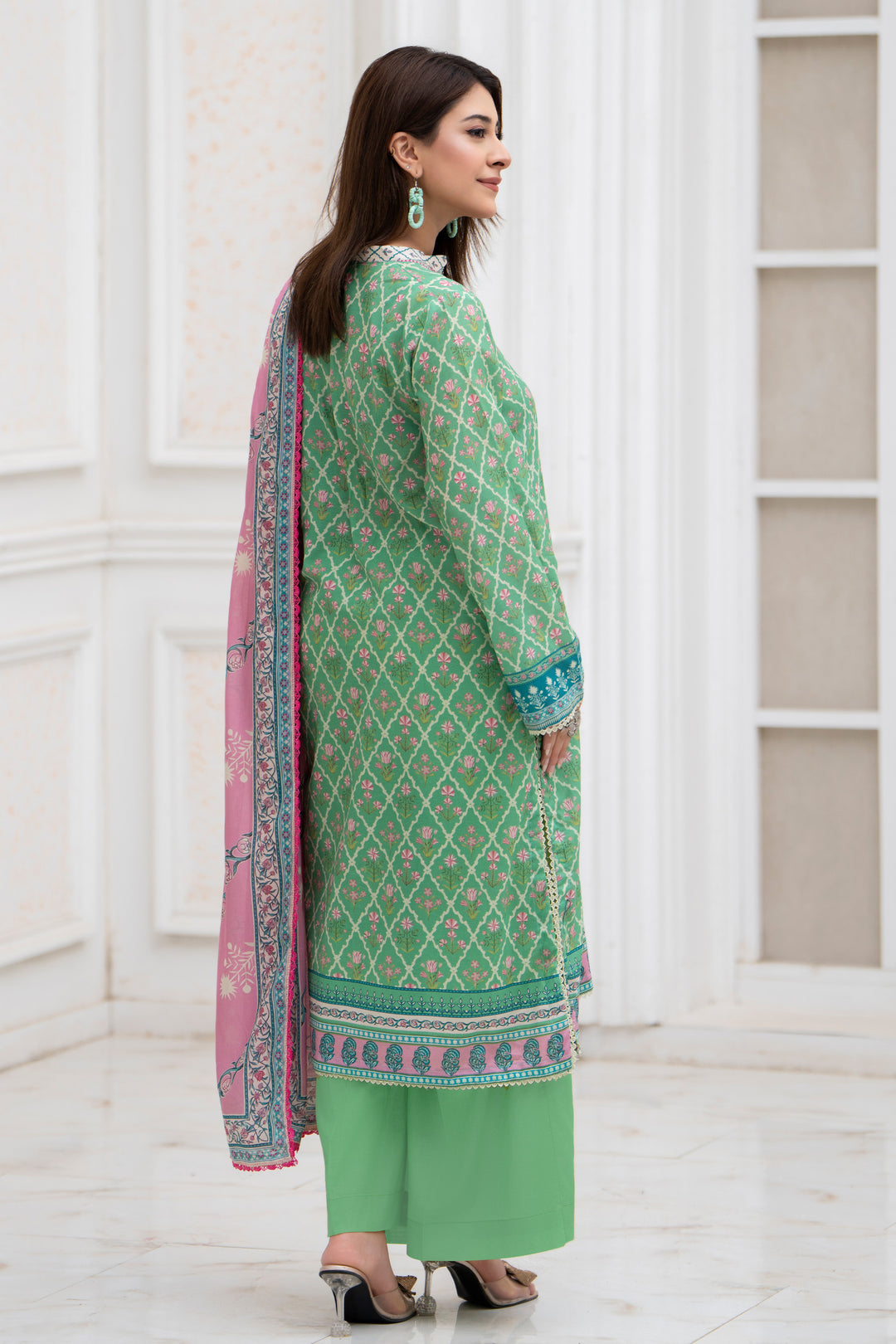3 Pcs Unstitched Green Lawn - SU25V27-S5 - JACQUARD CLOTHING