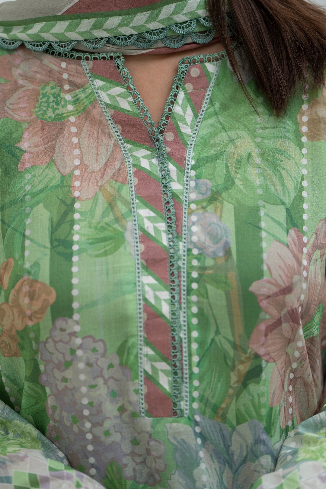 3 Pcs Unstitched Green Lawn - SU25V30-S10 - JACQUARD CLOTHING