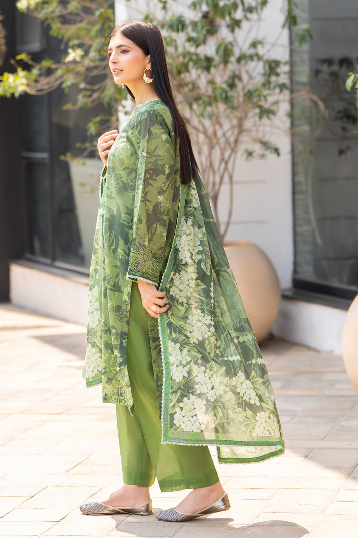 3 Pcs Unstitched Green Lawn - SU25V17-S3 - JACQUARD CLOTHING