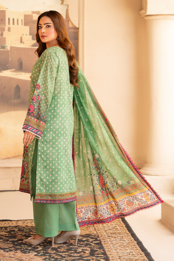 3 Pcs Unstitched Green Lawn - SU25V19-S1 - JACQUARD CLOTHING