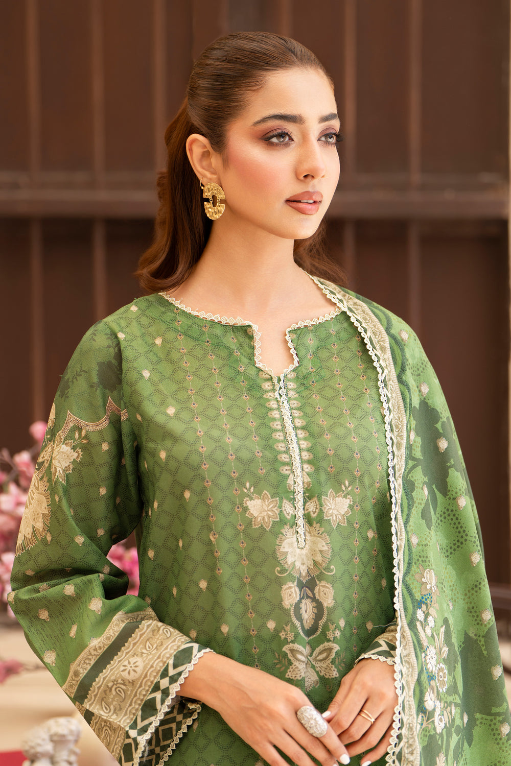 3 Pcs Unstitched Green Lawn - SU25V20-S7 - JACQUARD CLOTHING