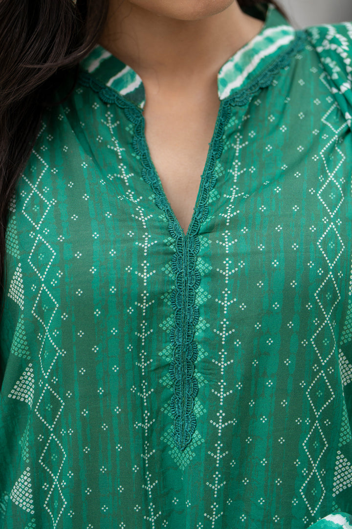 3 Pcs Unstitched Green Premium Lawn - SU25V31-S7 - JACQUARD CLOTHING
