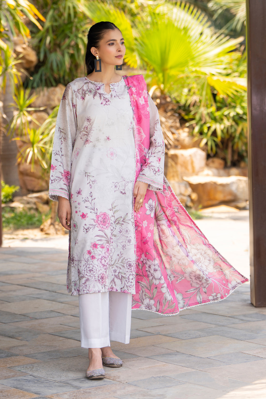 3 Pcs Unstitched Grey Lawn - SU25V17-S9 - JACQUARD CLOTHING