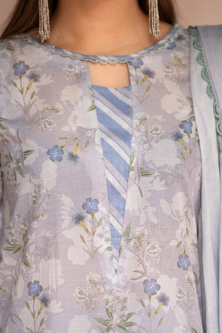 3 Pcs Unstitched Grey Lawn - SU25V25-S6 - JACQUARD CLOTHING
