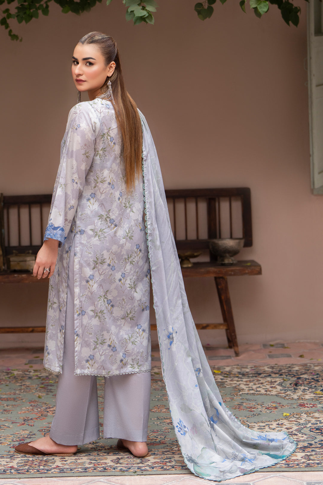 3 Pcs Unstitched Grey Lawn - SU25V25-S6 - JACQUARD CLOTHING