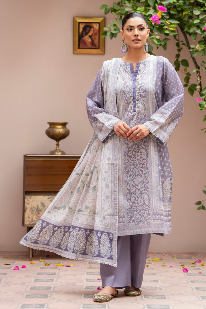 3 Pcs Unstitched Grey Lawn - SU25V24-S1 - JACQUARD CLOTHING