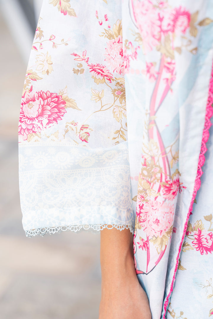 3 Pcs Unstitched Ice Blue Lawn - SU25V17-S1 - JACQUARD CLOTHING