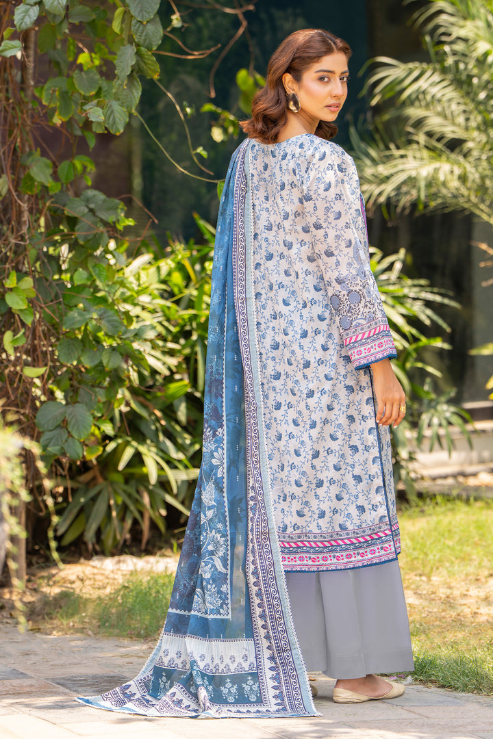 3 Pcs Unstitched Ice Blue Lawn - SU25V18-S10 - JACQUARD CLOTHING