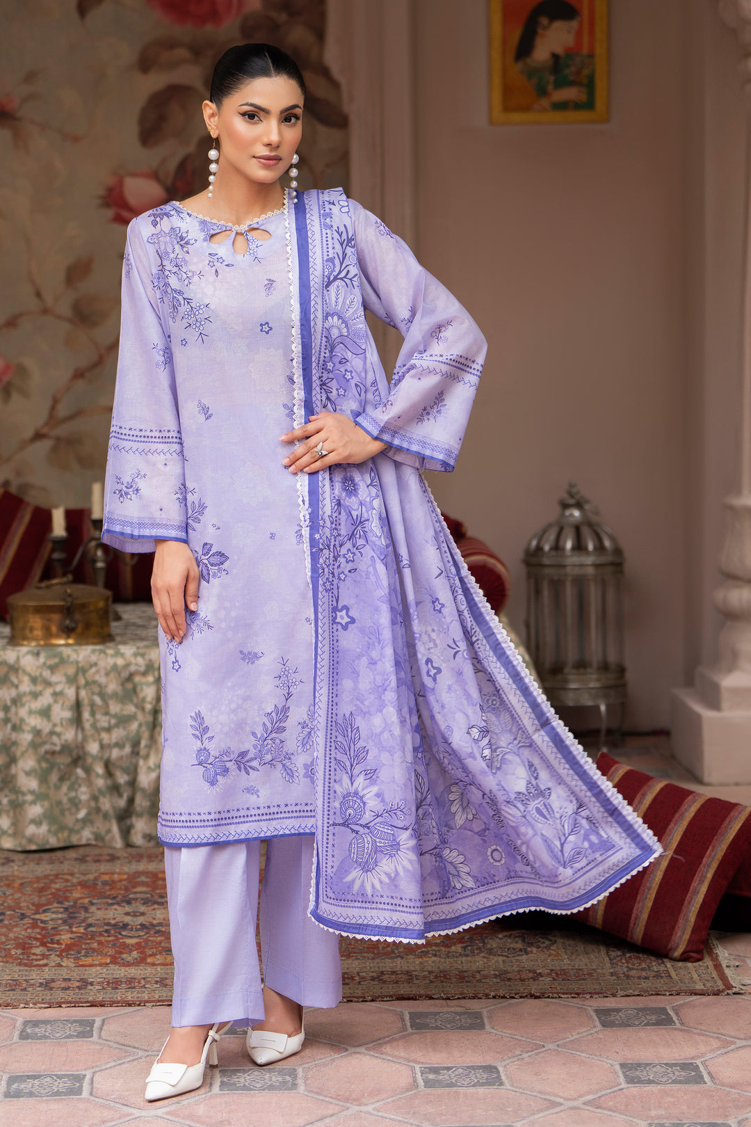 3 Pcs Unstitched Lavender Lawn - SU25V22-S1 - JAQUARD CLOTHING