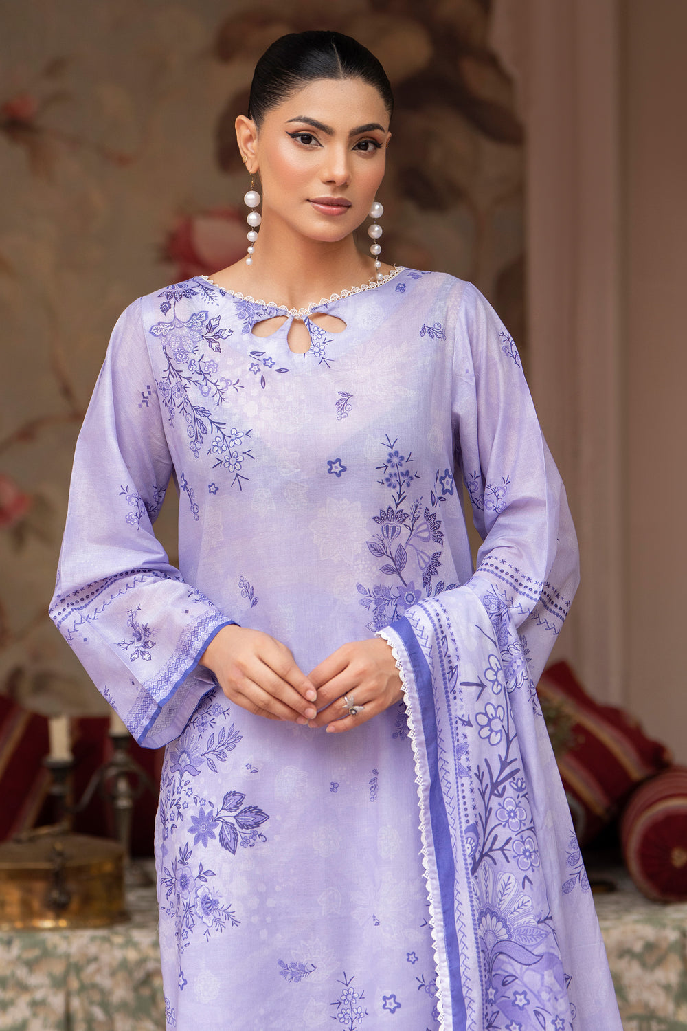 3 Pcs Unstitched Lavender Lawn - SU25V22-S1 - JAQUARD CLOTHING