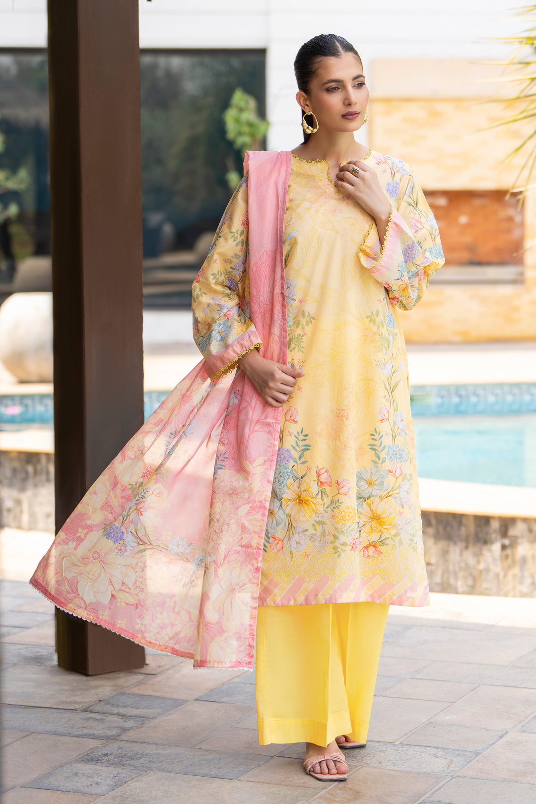 3 Pcs Unstitched Lemon Lawn - SU25V18-S3 - JACQUARD CLOTHING