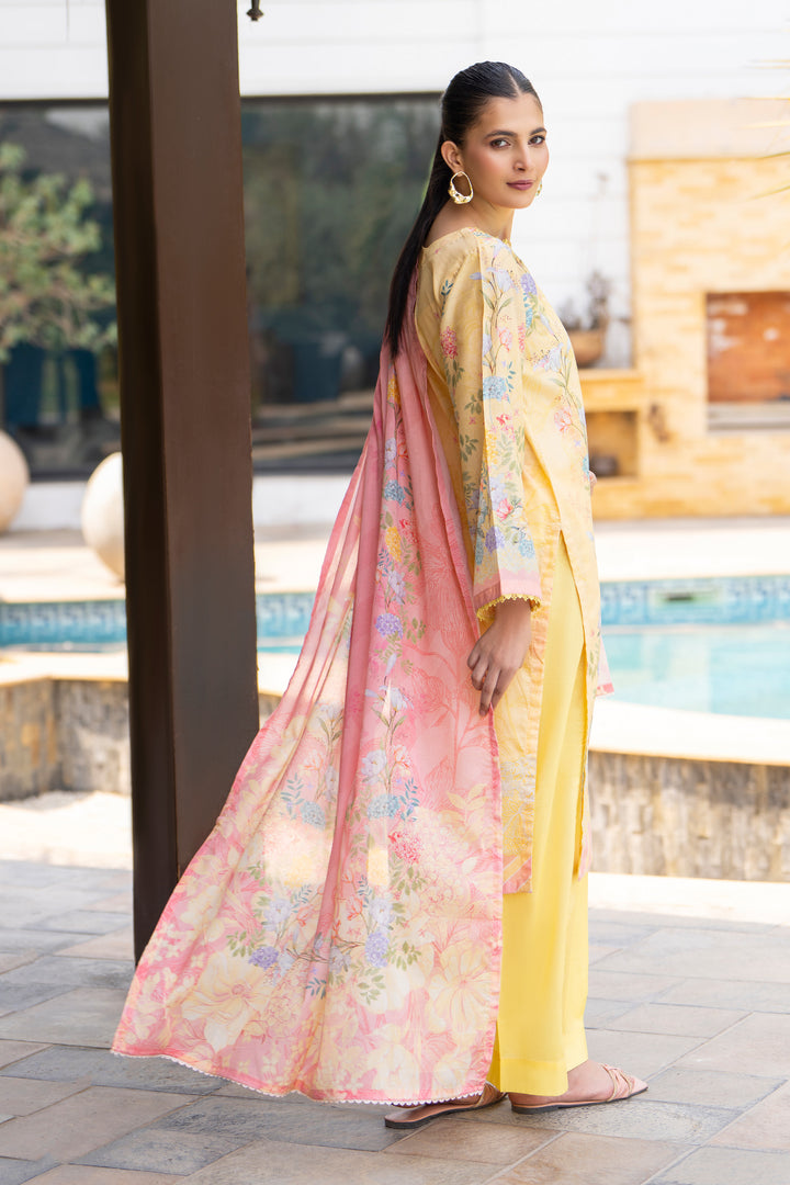 3 Pcs Unstitched Lemon Lawn - SU25V18-S3 - JACQUARD CLOTHING