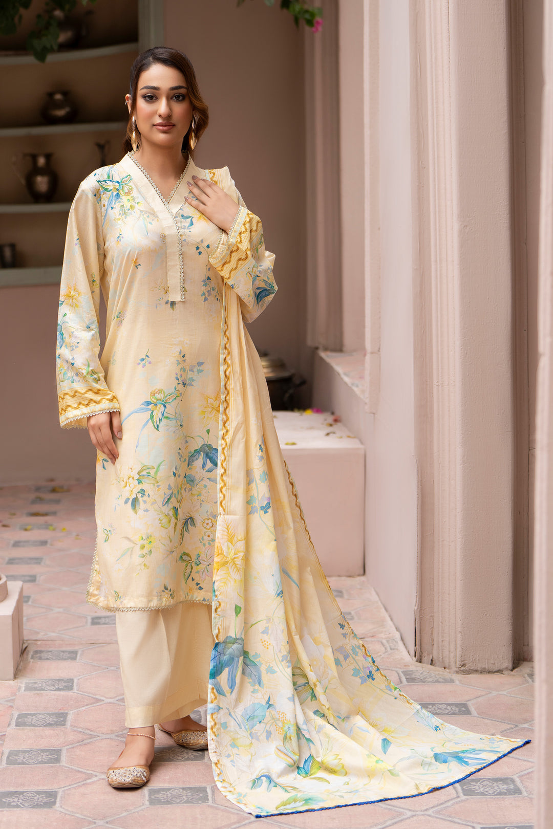 3 Pcs Unstitched Lemon Lawn - SU25V26-S5 - JACQUARD CLOTHING