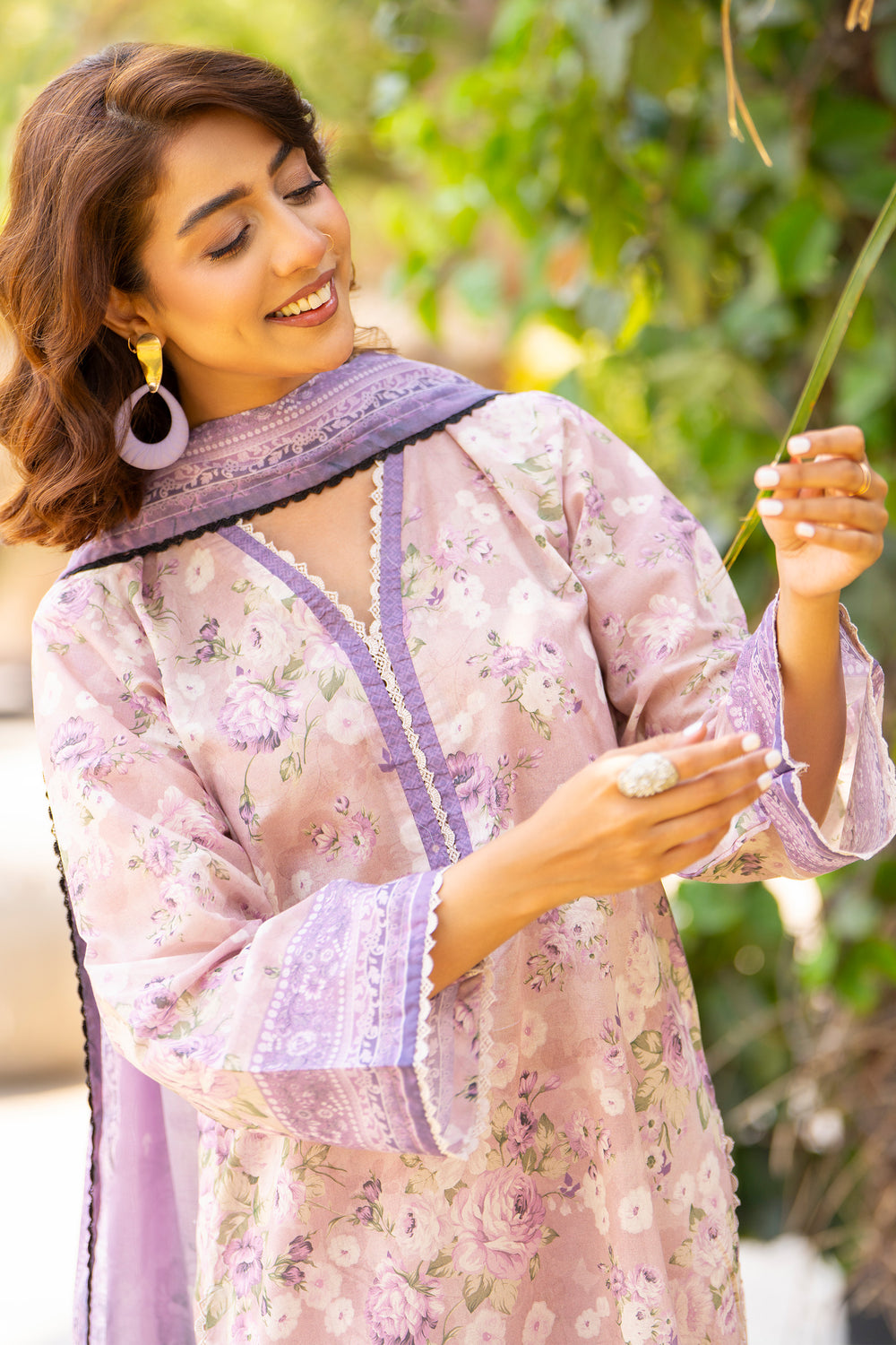 3 Pcs Unstitched Lilac Lawn - SU25V17-S8 - JACQUARD CLOTHING