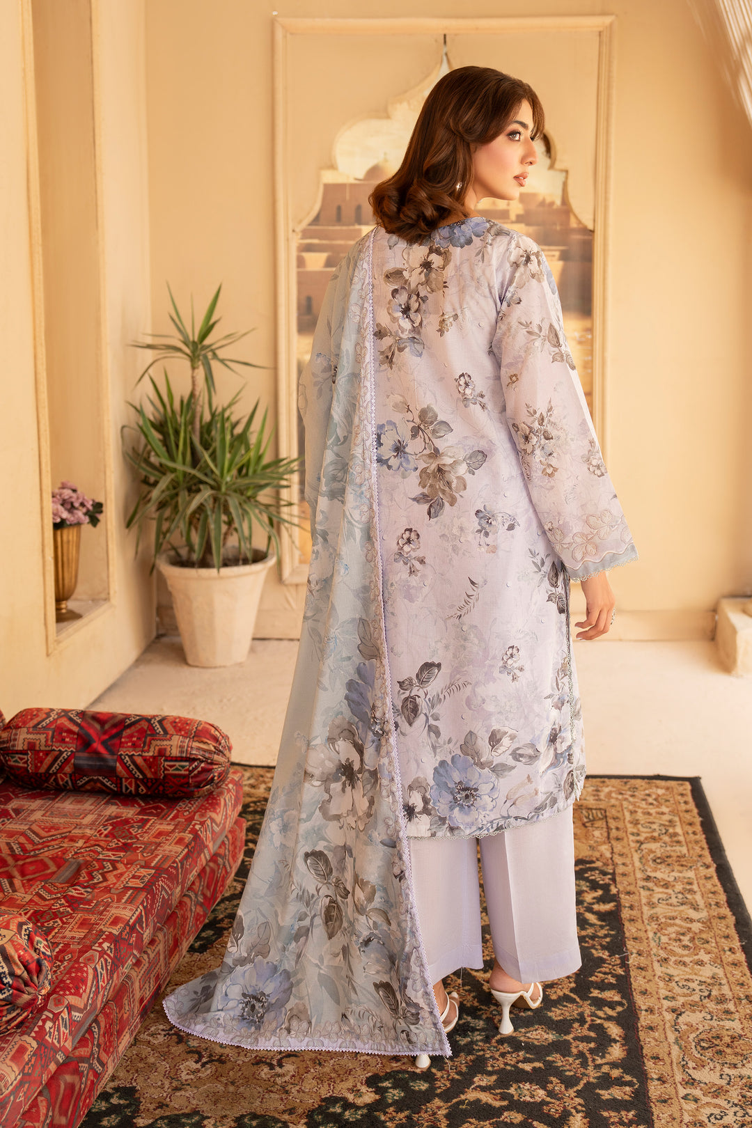 3 Pcs Unstitched Lilac Lawn - SU25V20-S6 - JACQUARD CLOTHING