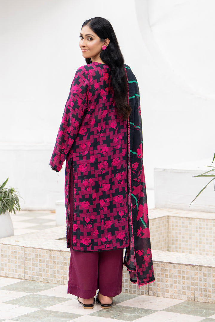 3 Pcs Unstitched Maroon Premium Lawn - SU25V33-S9 - JACQUARD CLOTHING