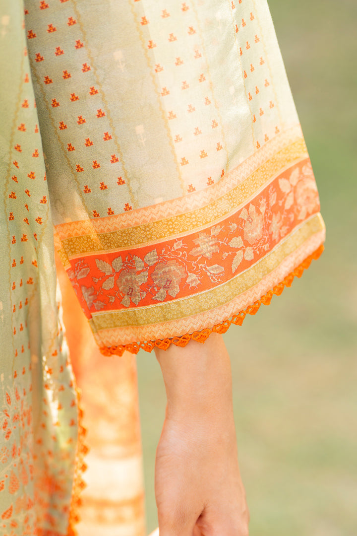 3 Pcs Unstitched Mint Green Lawn - SU25V17-S6 - JACQUARD CLOTHING