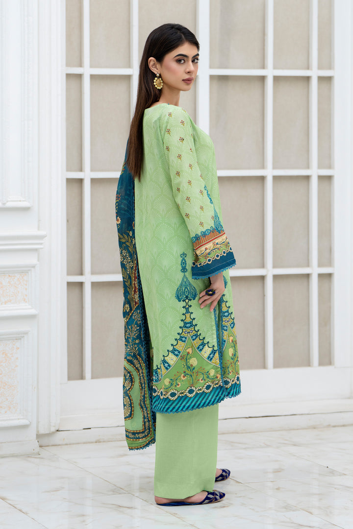 3 Pcs Unstitched Mint Green Lawn - SU25V28-S9 - JACQUARD CLOTHING