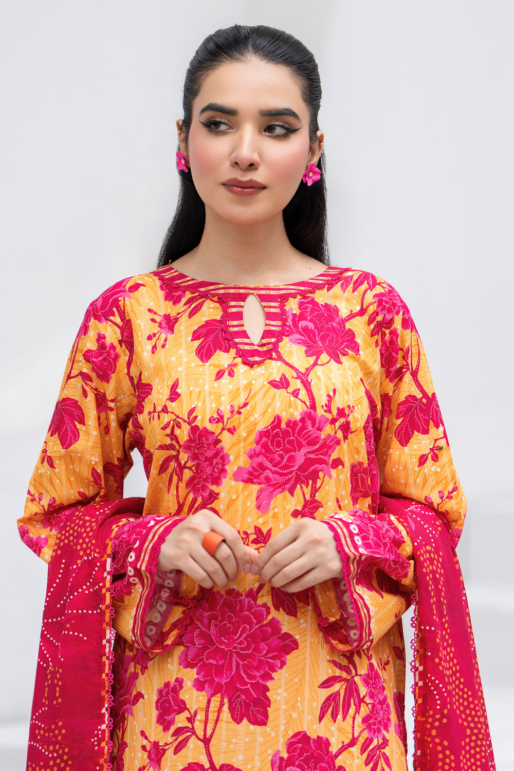 3 Pcs Unstitched Mustard Premium Lawn - SU25V31-S1 - JACQUARD CLOTHING