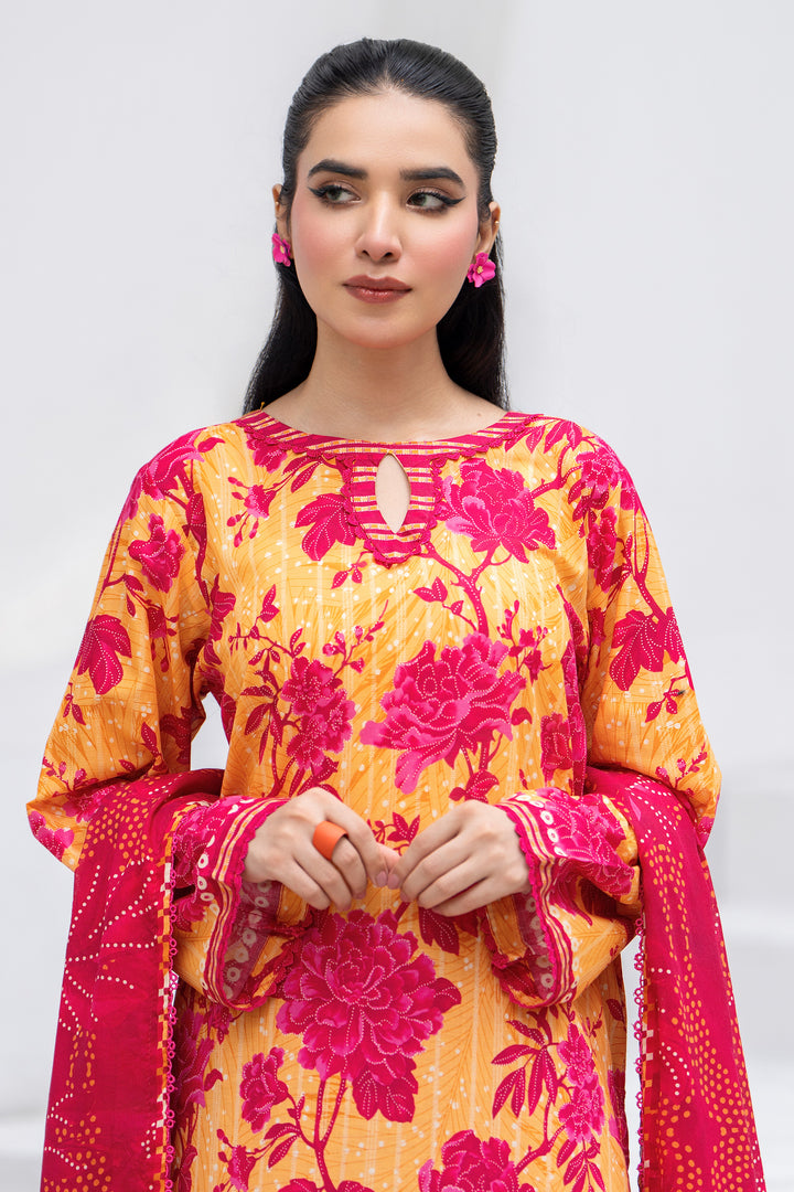 3 Pcs Unstitched Mustard Premium Lawn - SU25V31-S1 - JACQUARD CLOTHING