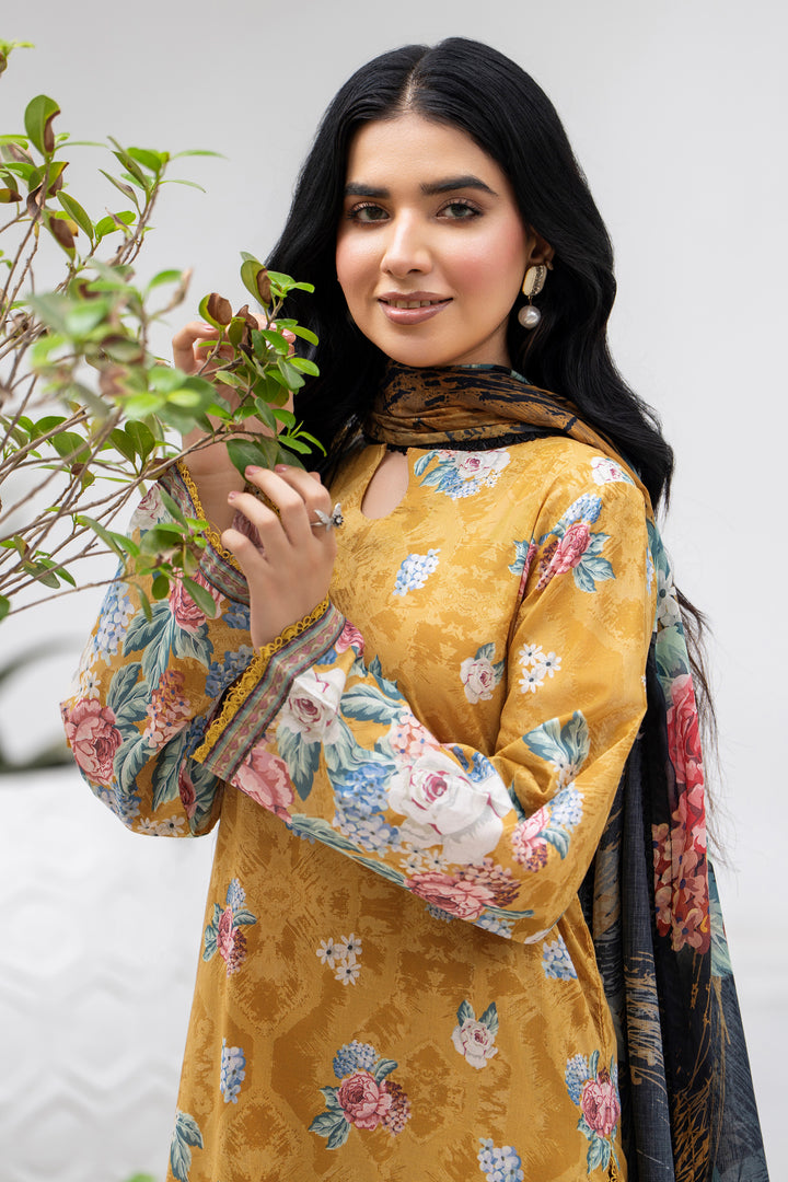 3 Pcs Unstitched Mustard Premium Lawn - SU25V32-S1 - JACQUARD CLOTHING