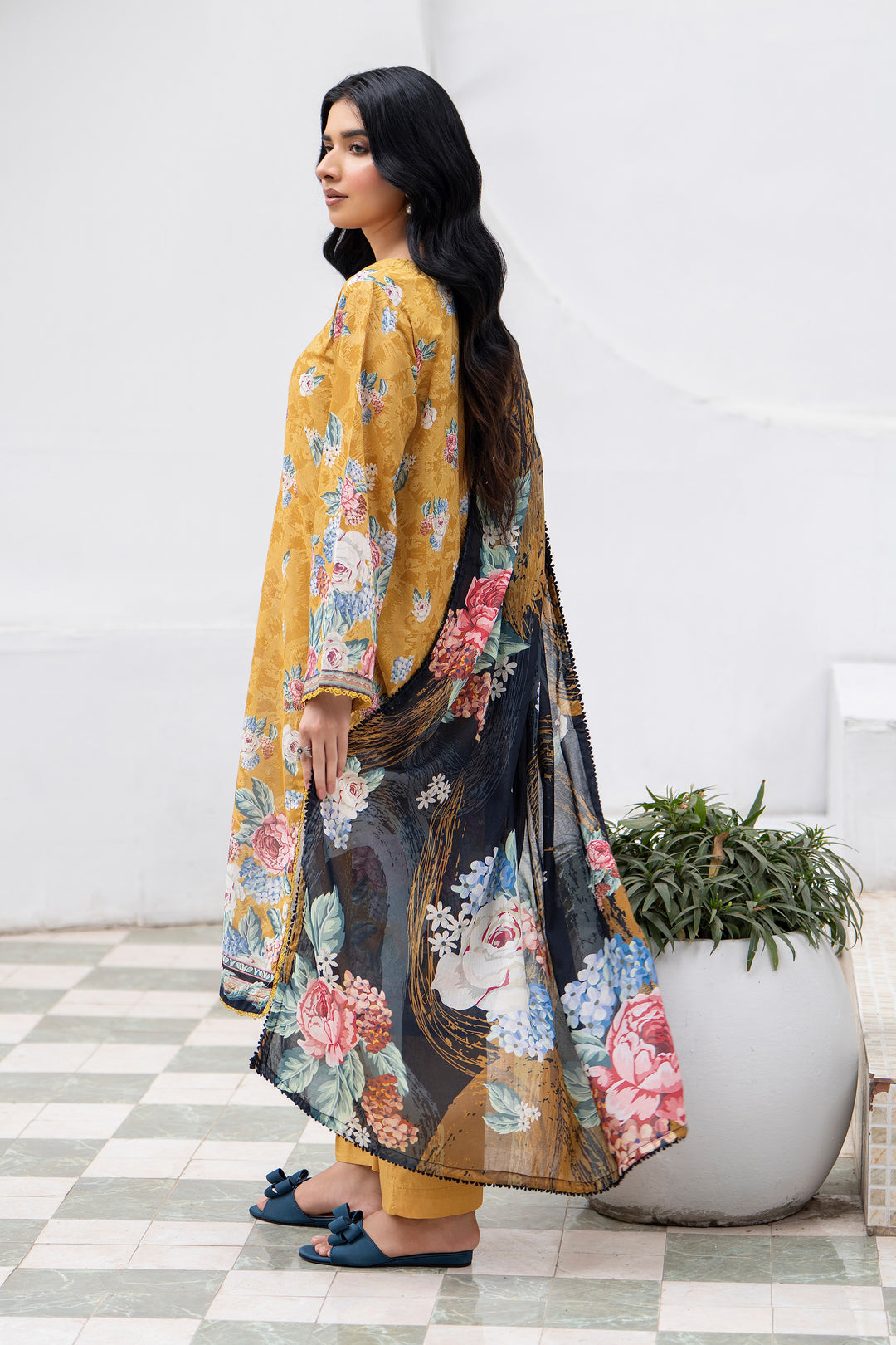 3 Pcs Unstitched Mustard Premium Lawn - SU25V32-S1 - JACQUARD CLOTHING